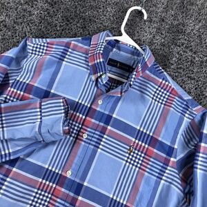 Ralph Lauren Shirt Mens XL Blue Plaid Long Sleeve Button Down Pony Logo